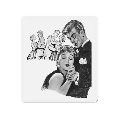 An Absolutely Perfect Man by Harriett Pratt, Woman magazine, 1957 (Magazine Illustration) Refrigerator Magnet 2 Inch - The Sticker Space