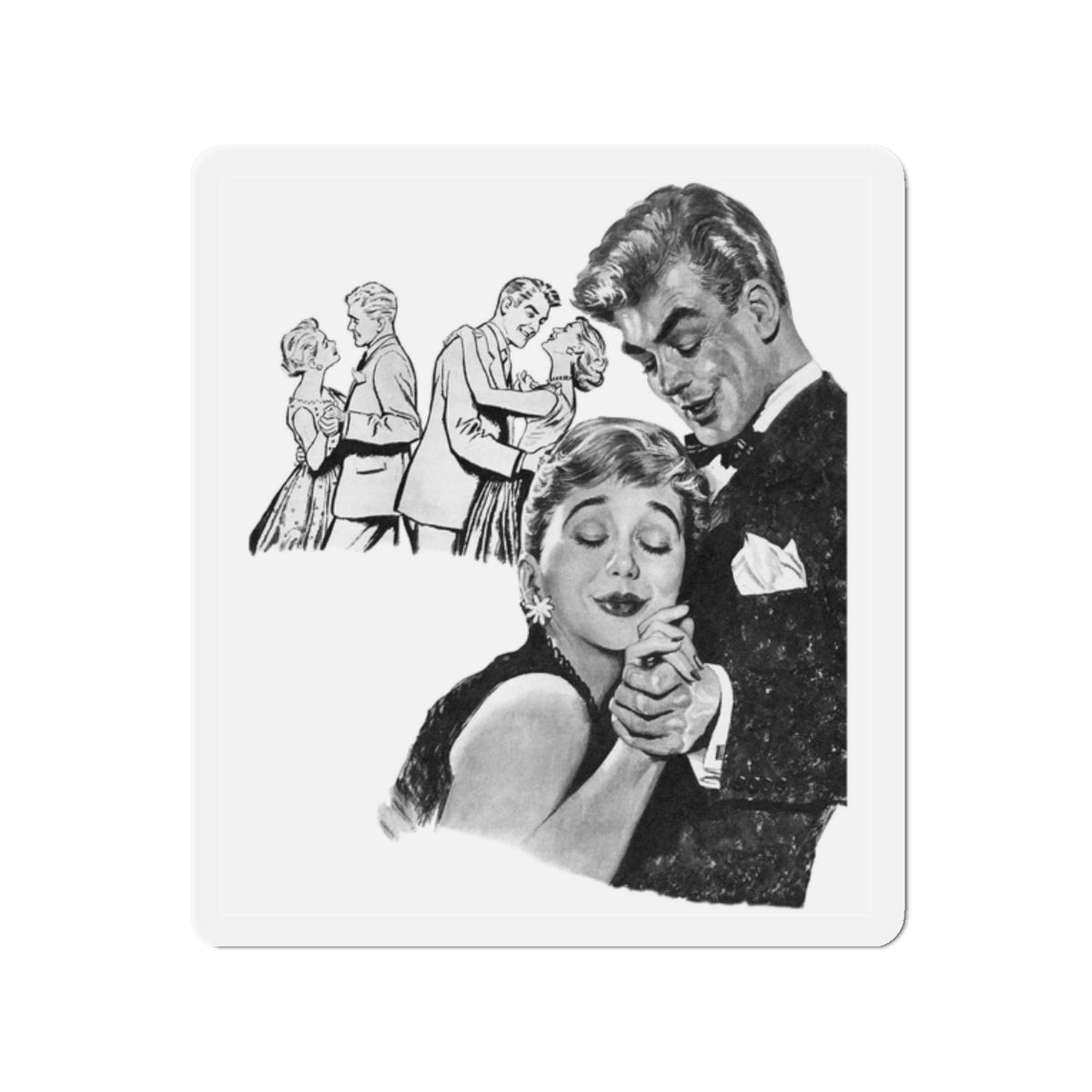 An Absolutely Perfect Man by Harriett Pratt, Woman magazine, 1957 (Magazine Illustration) Refrigerator Magnet-2" x 2"-The Sticker Space