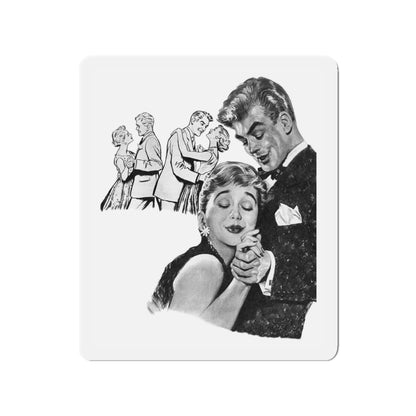 An Absolutely Perfect Man by Harriett Pratt, Woman magazine, 1957 (Magazine Illustration) Refrigerator Magnet-3" x 3"-The Sticker Space