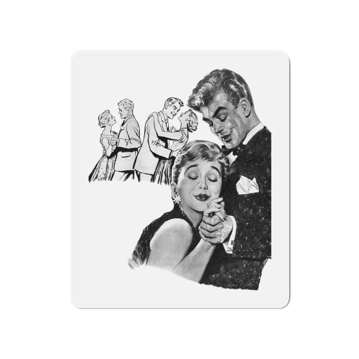 An Absolutely Perfect Man by Harriett Pratt, Woman magazine, 1957 (Magazine Illustration) Refrigerator Magnet-4" x 4"-The Sticker Space