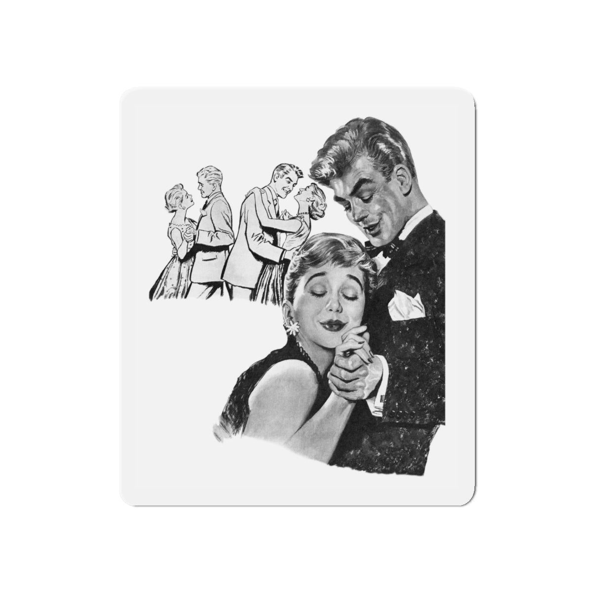 An Absolutely Perfect Man by Harriett Pratt, Woman magazine, 1957 (Magazine Illustration) Refrigerator Magnet-5" x 5"-The Sticker Space