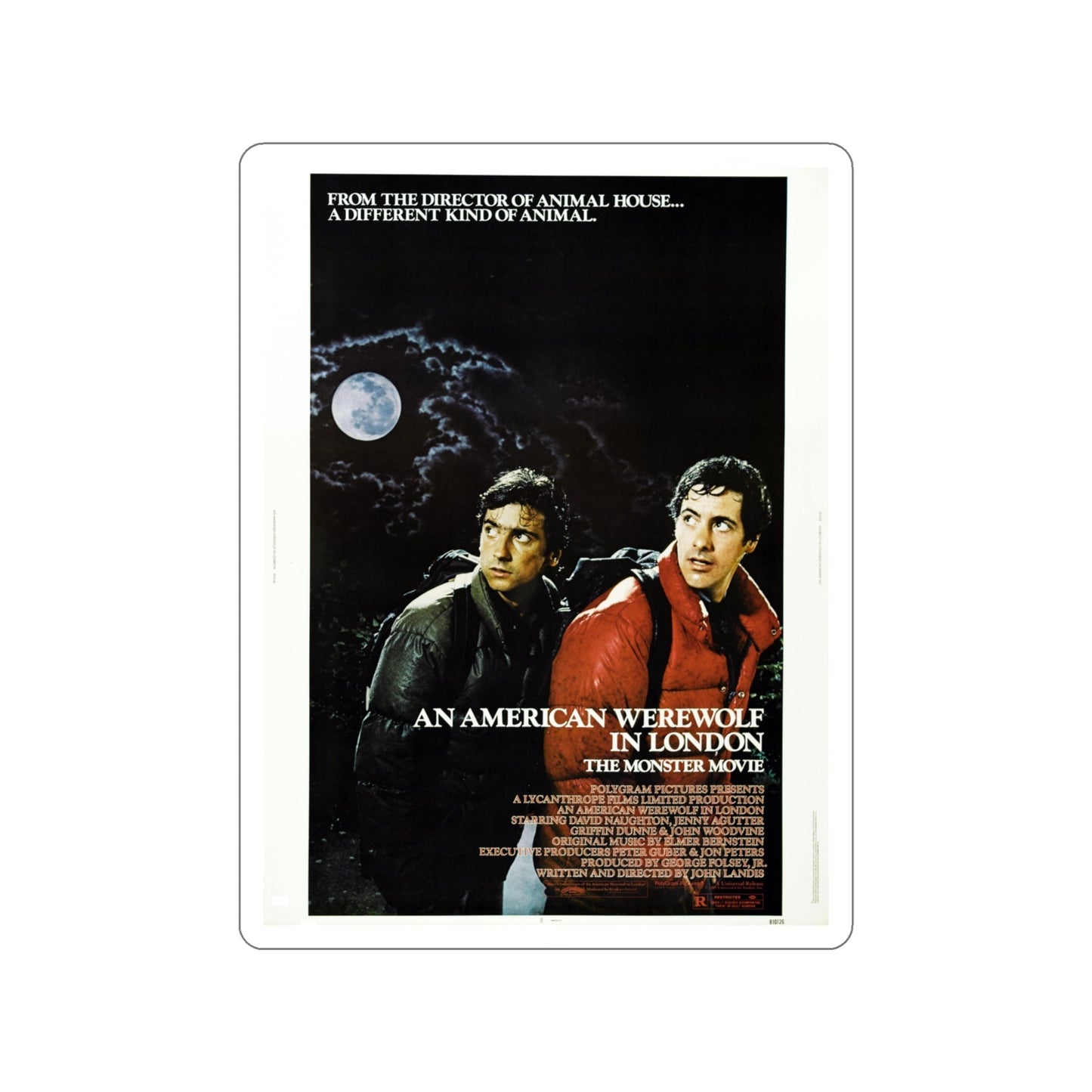 AN AMERICAN WEREWOLF IN LONDON 1981 Movie Poster STICKER Vinyl Die-Cut Decal-4 Inch-The Sticker Space