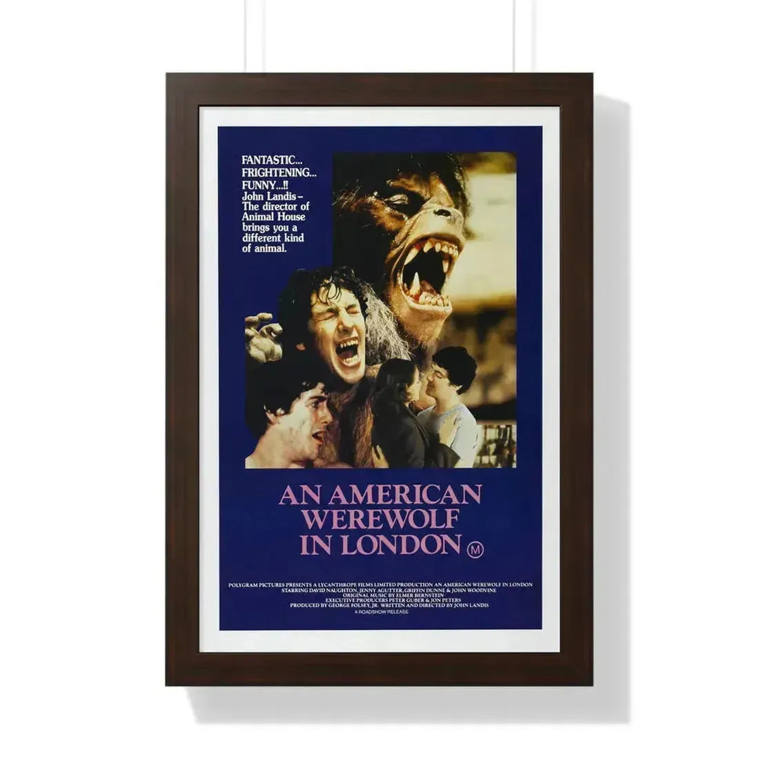 AN AMERICAN WEREWOLF IN LONDON (3) 1981 - Framed Movie Poster 16″ x 24″ Walnut - The Sticker Space