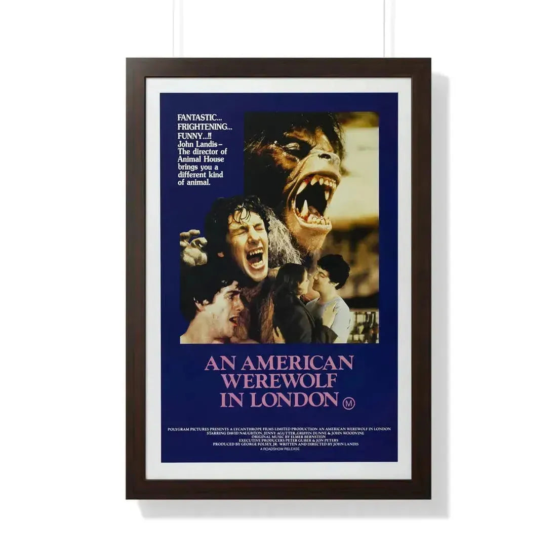 AN AMERICAN WEREWOLF IN LONDON (3) 1981 - Framed Movie Poster 20" x 30" Walnut - The Sticker Space