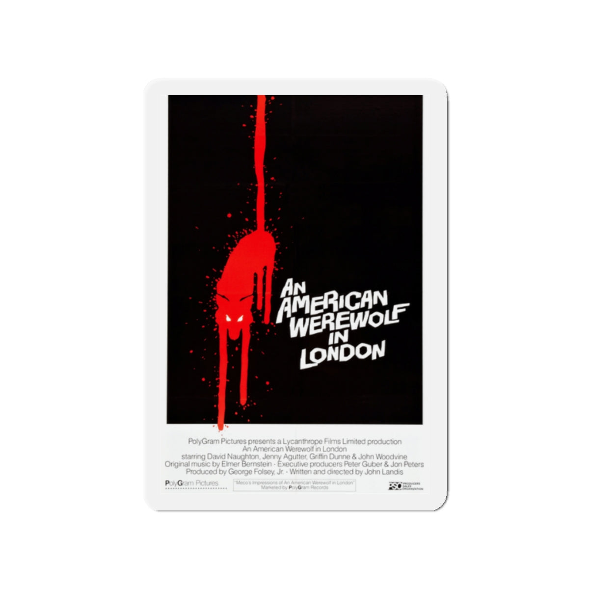 AN AMERICAN WEREWOLF IN LONDON (4) 1981 Movie Poster - Die-Cut Magnet-2" x 2"-The Sticker Space