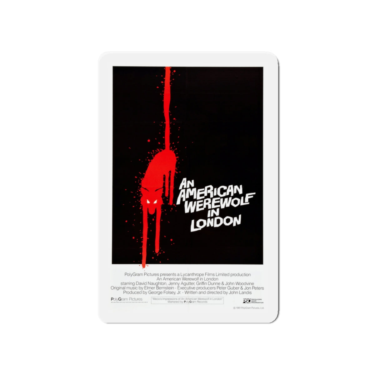 AN AMERICAN WEREWOLF IN LONDON (4) 1981 Movie Poster - Die-Cut Magnet-4" x 4"-The Sticker Space