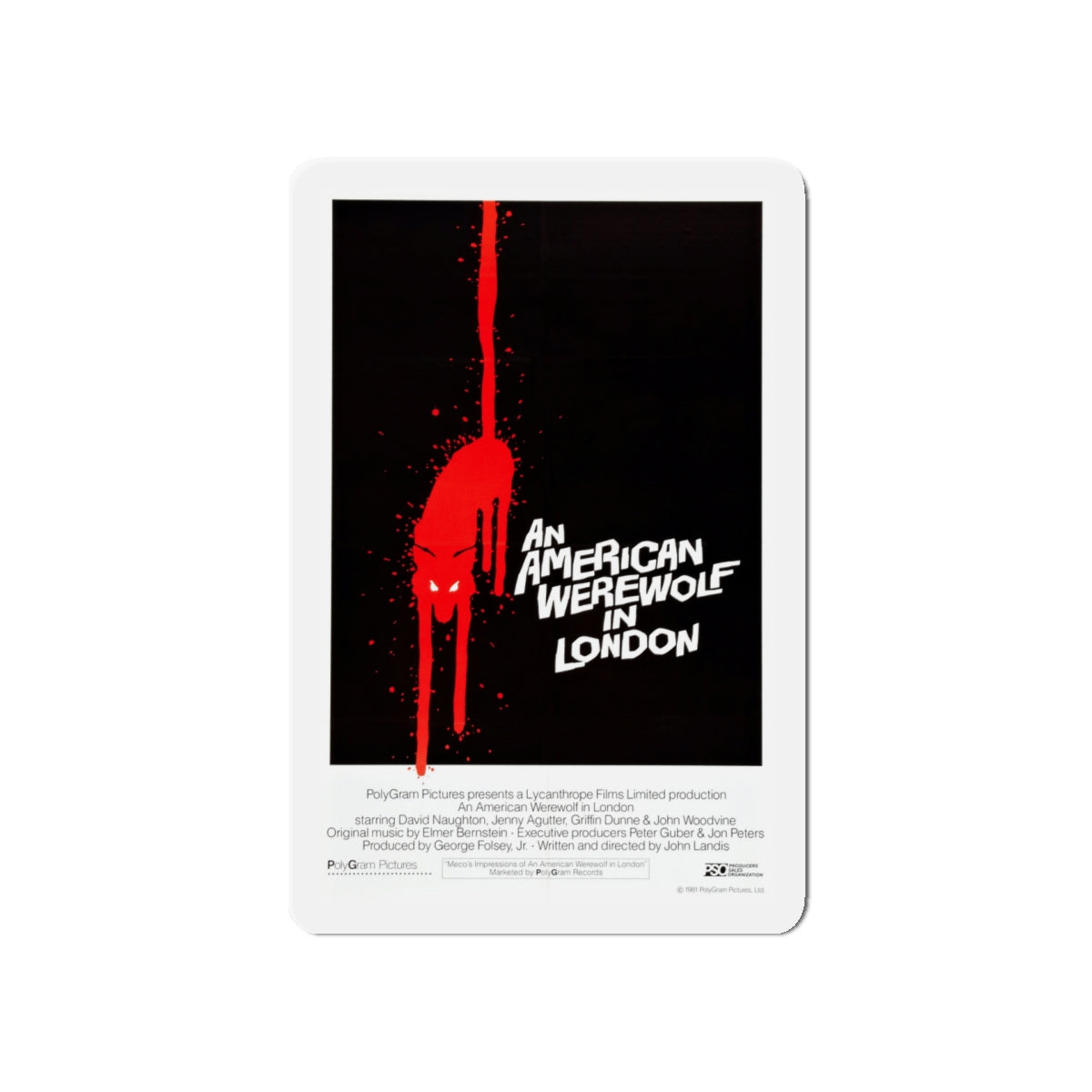 AN AMERICAN WEREWOLF IN LONDON (4) 1981 Movie Poster - Die-Cut Magnet-5" x 5"-The Sticker Space