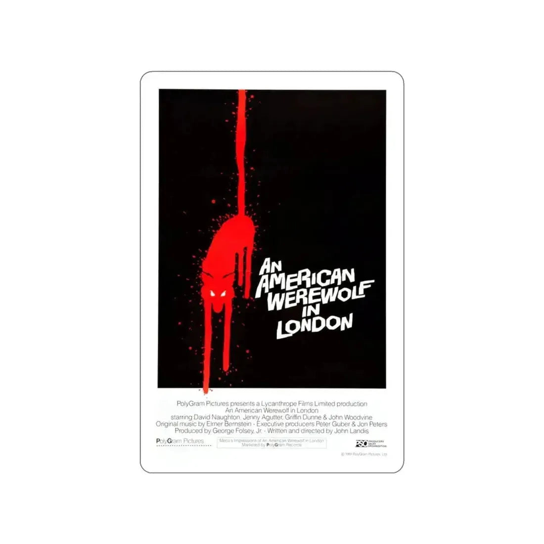 AN AMERICAN WEREWOLF IN LONDON (4) 1981 Movie Poster STICKER Vinyl Die-Cut Decal - The Sticker Space