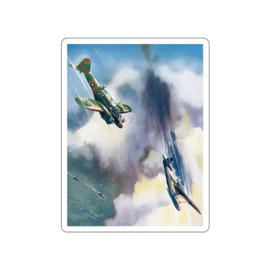 An Avro Anson of the Coastal Command destroys a Dornier, The Wonder Book Of The R.A.F (Magazine Illustration) STICKER Vinyl Die-Cut Decal White Die-Cut 2 Inch - The Sticker Space