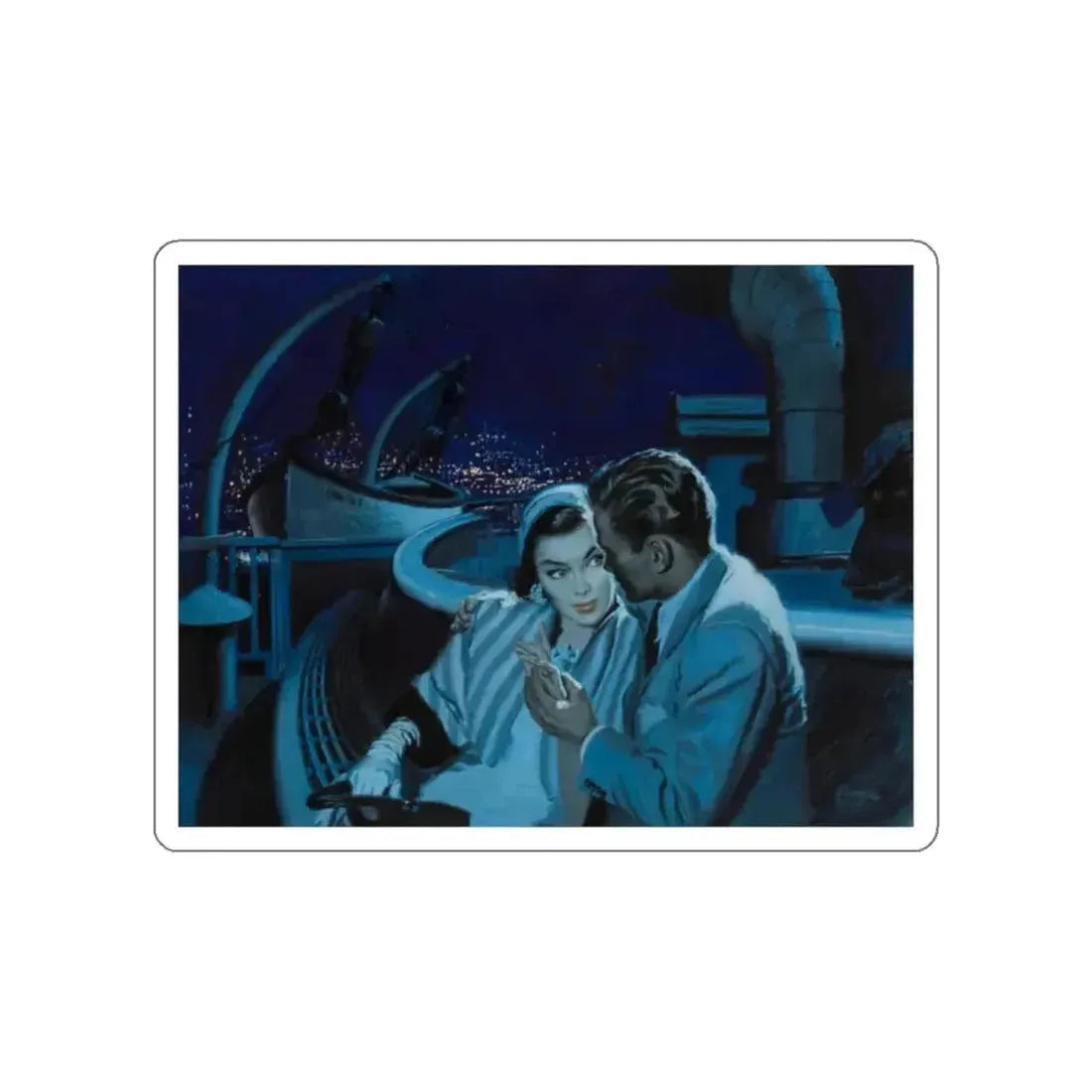 An Evening on the Boat, story illustration (Magazine Illustration) STICKER Vinyl Die-Cut Decal - The Sticker Space