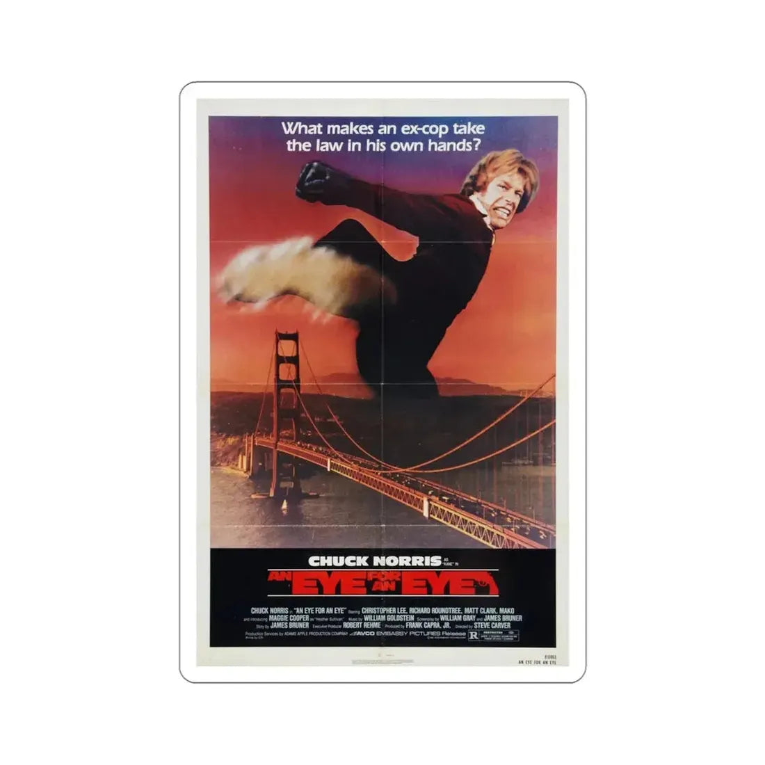 An Eye for an Eye 1981 Movie Poster STICKER Vinyl Die-Cut Decal - The Sticker Space