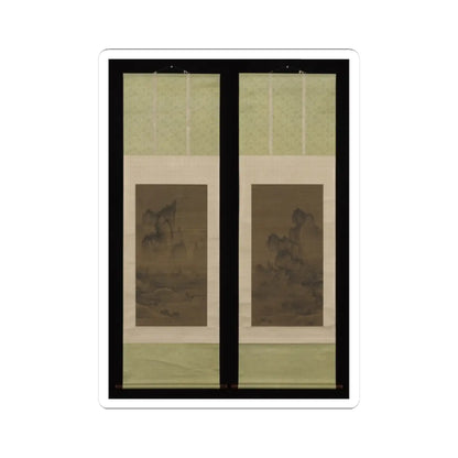 An Gyeon - Evening bell from mist-shrouded temple (left); Autumn moon over Lake Dongting (right) - ca. 1450–1500 v1 - STICKER Vinyl Kiss-Cut Decal