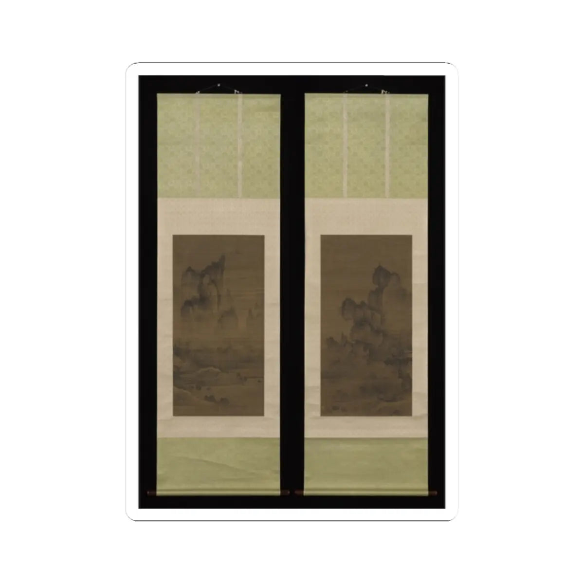 An Gyeon - Evening bell from mist-shrouded temple (left); Autumn moon over Lake Dongting (right) - ca. 1450–1500 v1 - STICKER Vinyl Kiss-Cut Decal
