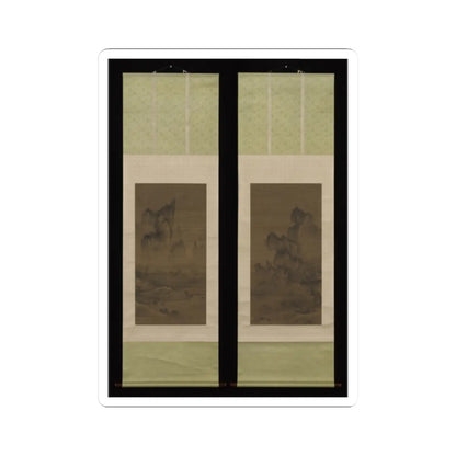 An Gyeon - Evening bell from mist-shrouded temple (left); Autumn moon over Lake Dongting (right) - ca. 1450–1500 v1 - STICKER Vinyl Kiss-Cut Decal