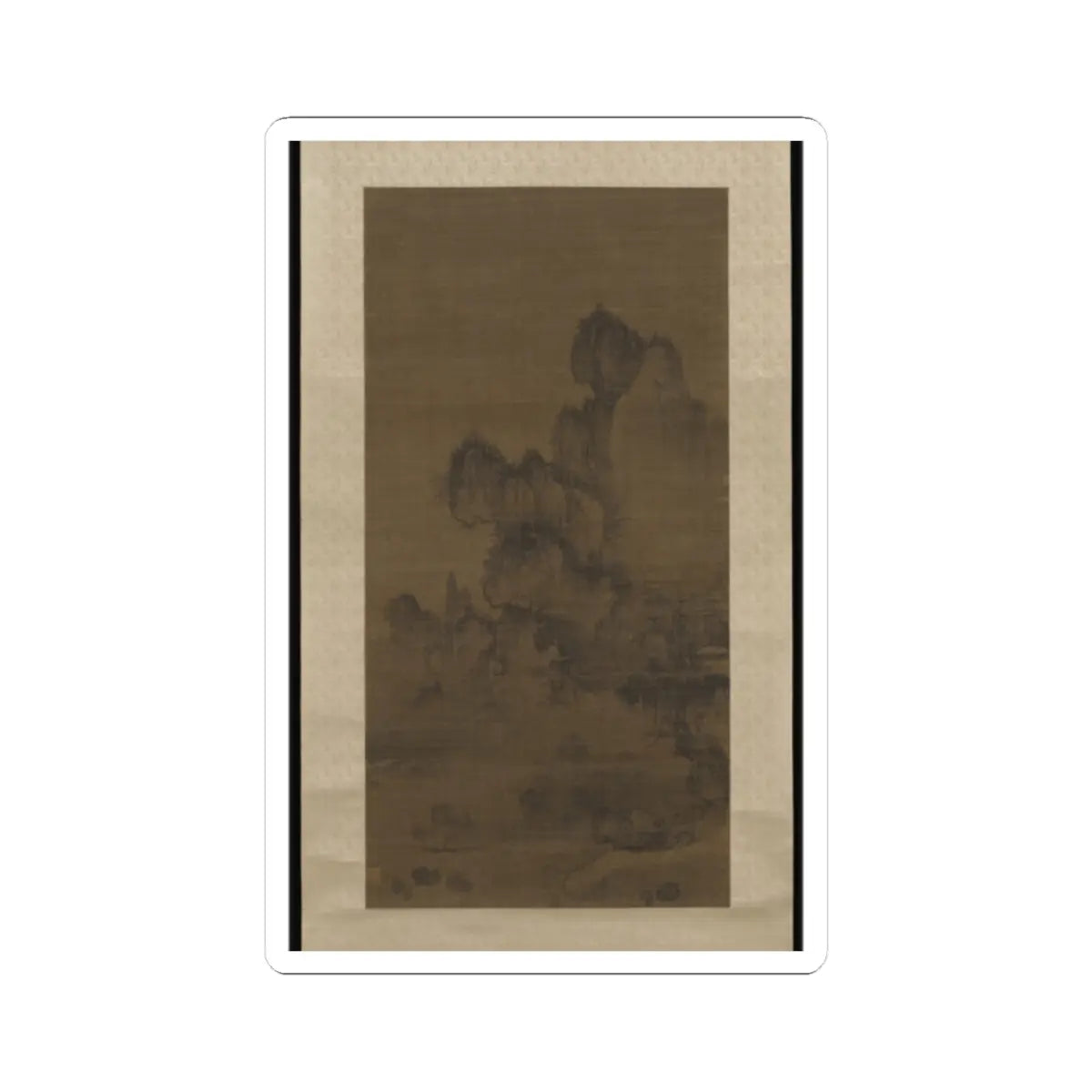 An Gyeon - Evening bell from mist-shrouded temple (left); Autumn moon over Lake Dongting (right) - ca. 1450–1500 v2 - STICKER Vinyl Kiss-Cut Decal