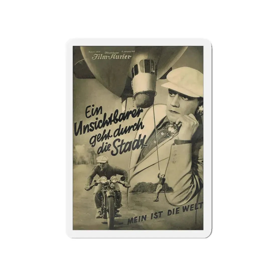 AN INVISIBLE MAN GOES THROUGH THE CITY 1933 Movie Poster - Refrigerator Magnet 4 Inch - The Sticker Space