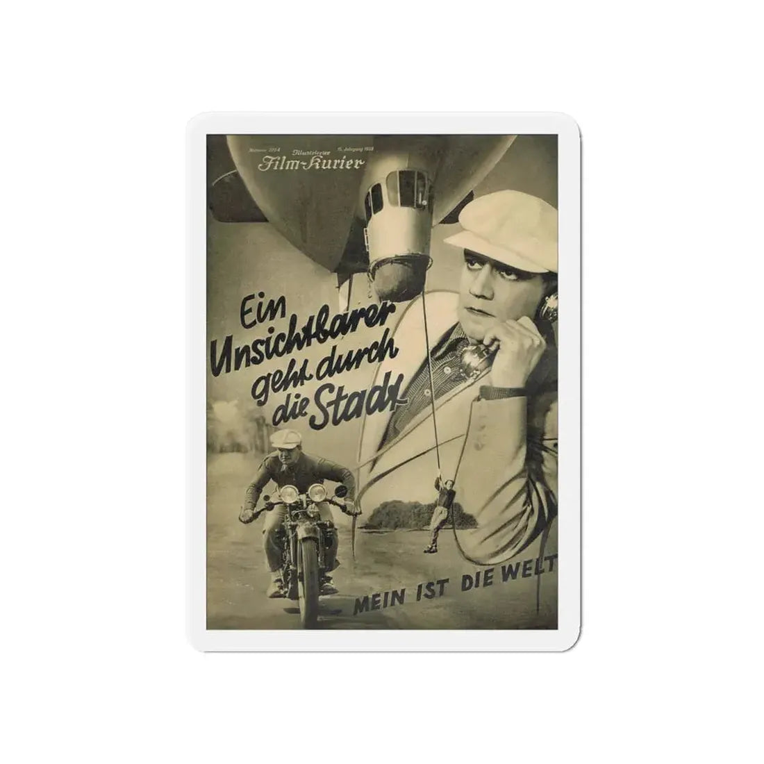 AN INVISIBLE MAN GOES THROUGH THE CITY 1933 Movie Poster - Refrigerator Magnet 6 Inch - The Sticker Space
