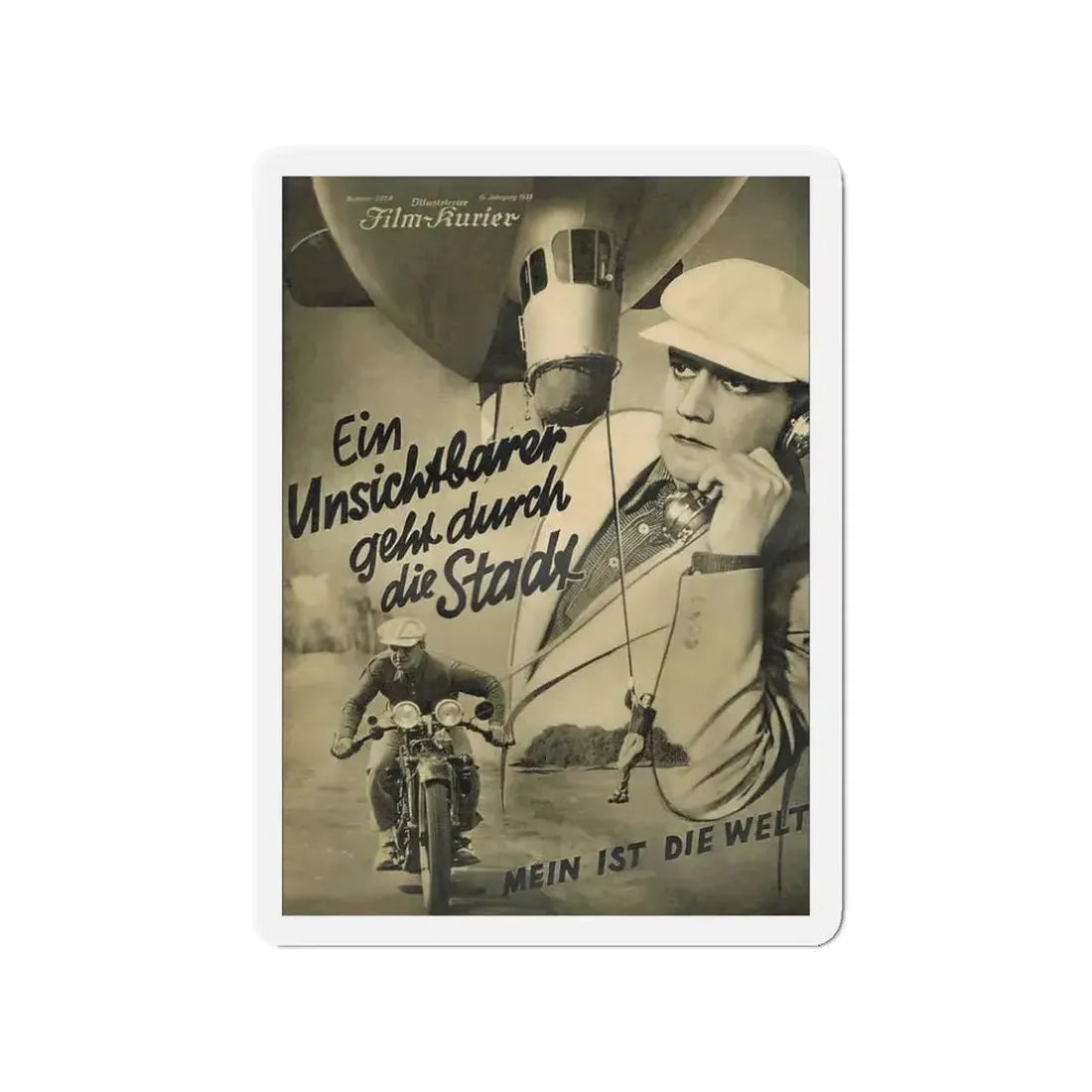 AN INVISIBLE MAN GOES THROUGH THE CITY 1933 Movie Poster - Refrigerator Magnet - The Sticker Space