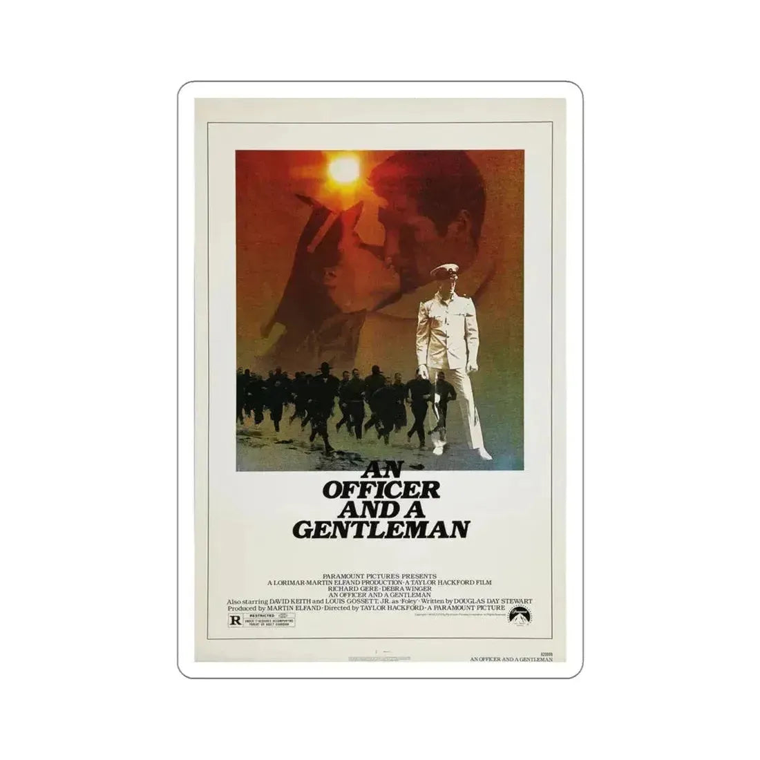 An Officer and a Gentleman 1982 Movie Poster STICKER Vinyl Die-Cut Decal 4 Inch - The Sticker Space