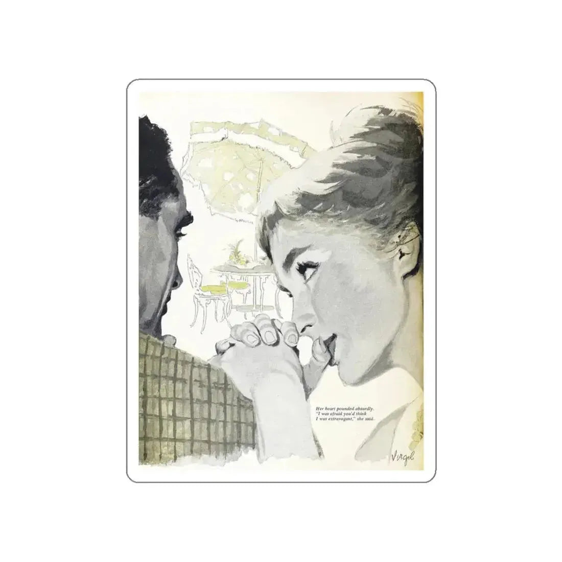 An umbrella full of Roses, Woman's Day, November 1958 (Magazine Illustration) STICKER Vinyl Die-Cut Decal - The Sticker Space