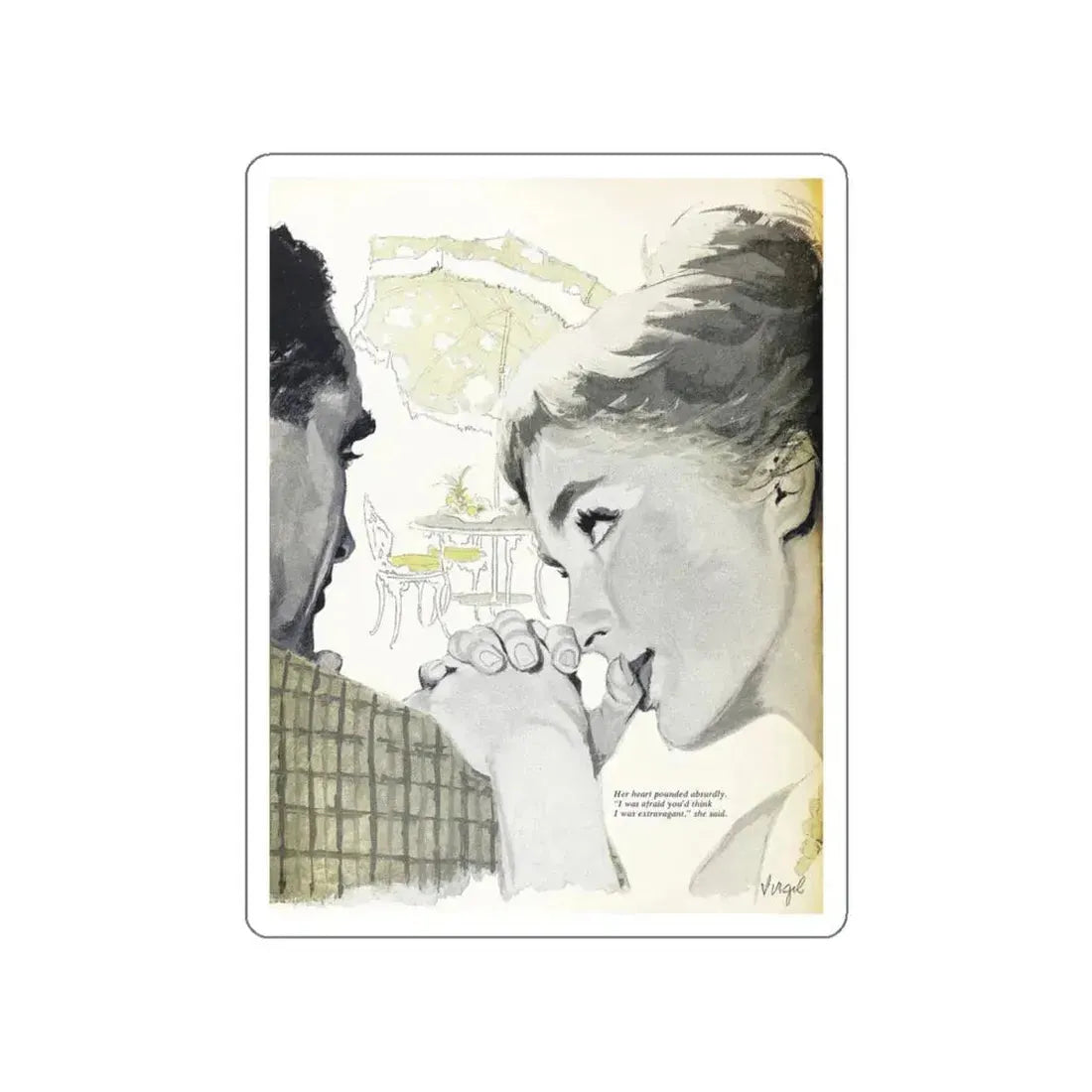 An umbrella full of Roses, Woman's Day, November 1958 (Magazine Illustration) STICKER Vinyl Die-Cut Decal White Die-Cut 6 Inch - The Sticker Space