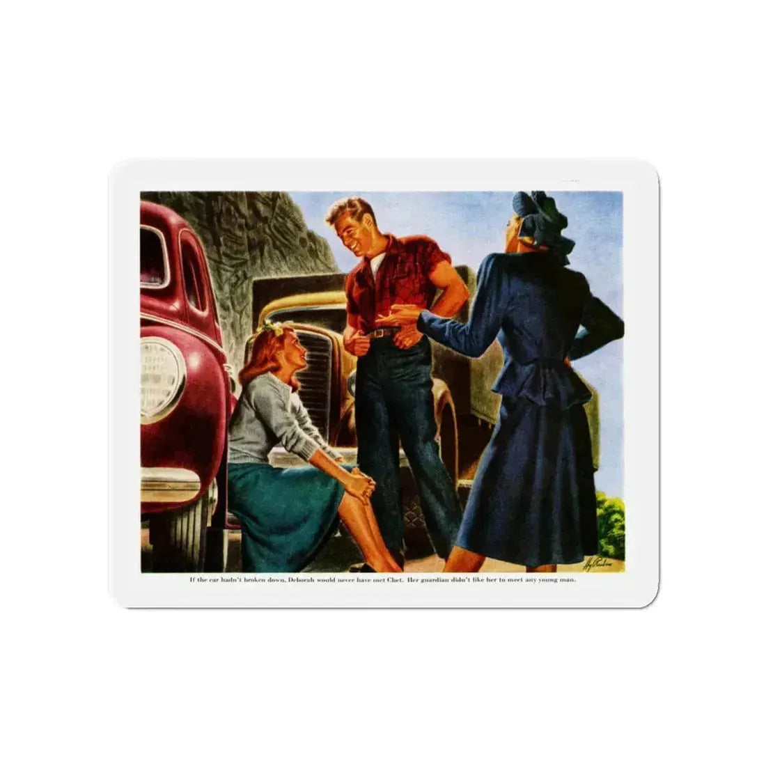 An Unguarded Moment, 1948 (Magazine Illustration) Refrigerator Magnet 4 Inch - The Sticker Space