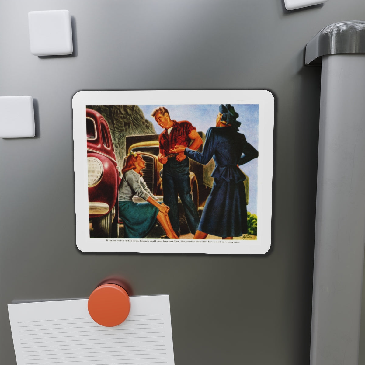 An Unguarded Moment, 1948 (Magazine Illustration) Refrigerator Magnet-The Sticker Space