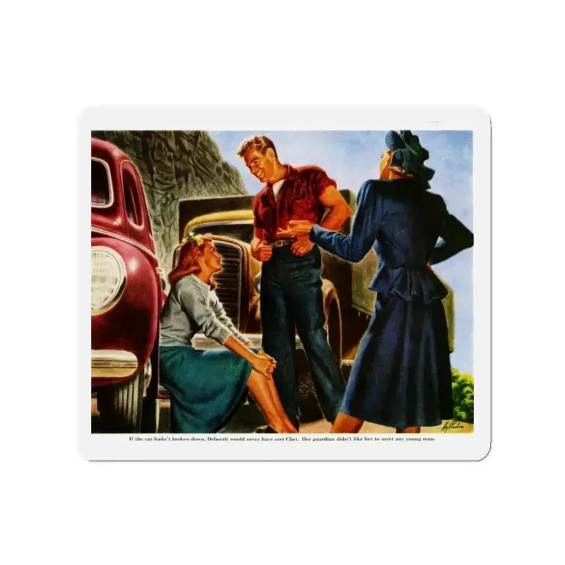 An Unguarded Moment, 1948 (Magazine Illustration) Refrigerator Magnet - The Sticker Space