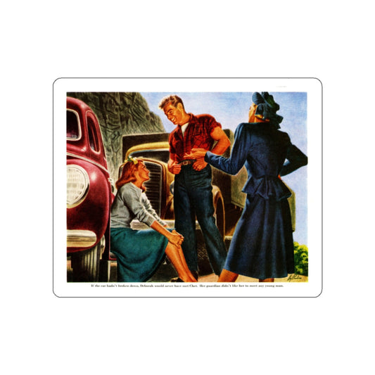 An Unguarded Moment, 1948 (Magazine Illustration) STICKER Vinyl Die-Cut Decal-White-The Sticker Space