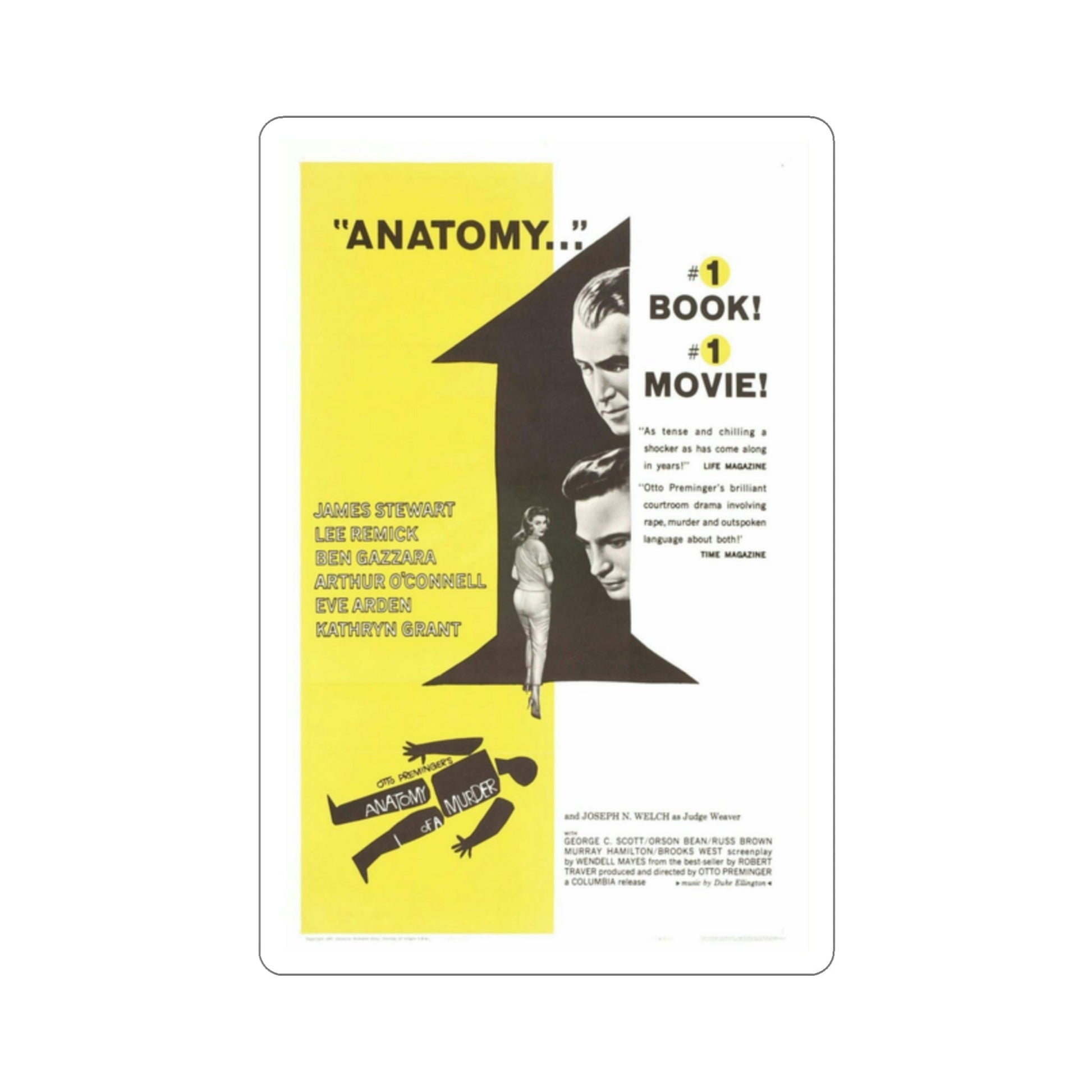 Anatomy of a Murder 1959 Movie Poster STICKER Vinyl Die-Cut Decal-2 Inch-The Sticker Space