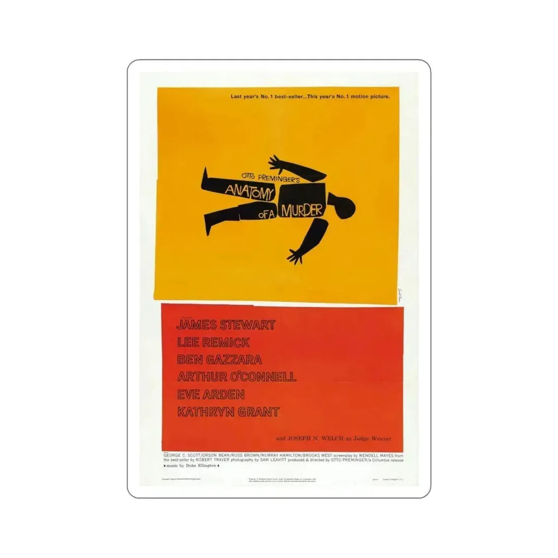 Anatomy of a Murder 1959 v2 Movie Poster STICKER Vinyl Die-Cut Decal 4 Inch - The Sticker Space