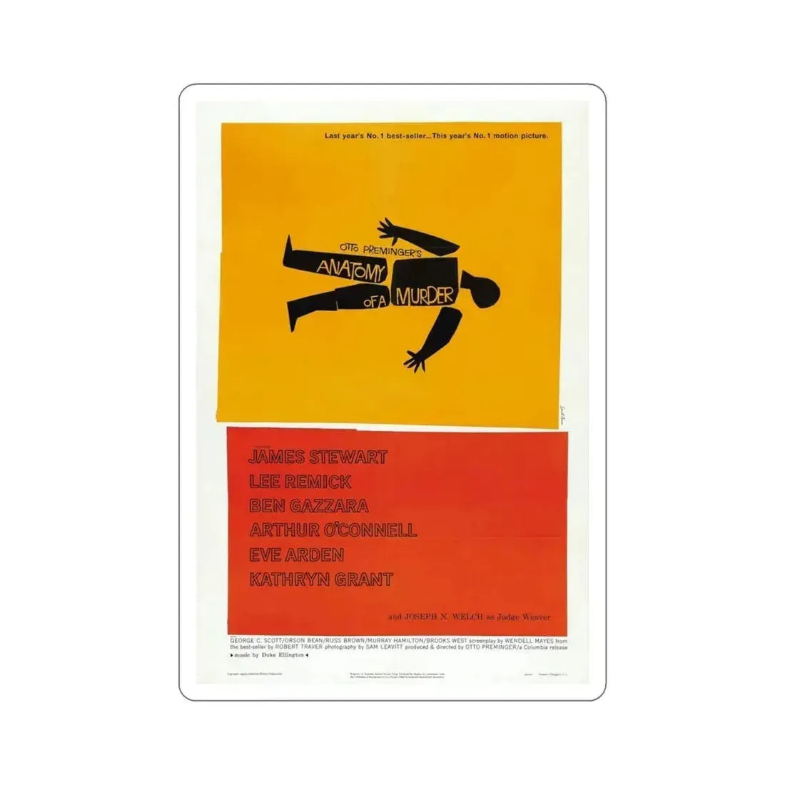 Anatomy of a Murder 1959 v2 Movie Poster STICKER Vinyl Die-Cut Decal 5 Inch - The Sticker Space
