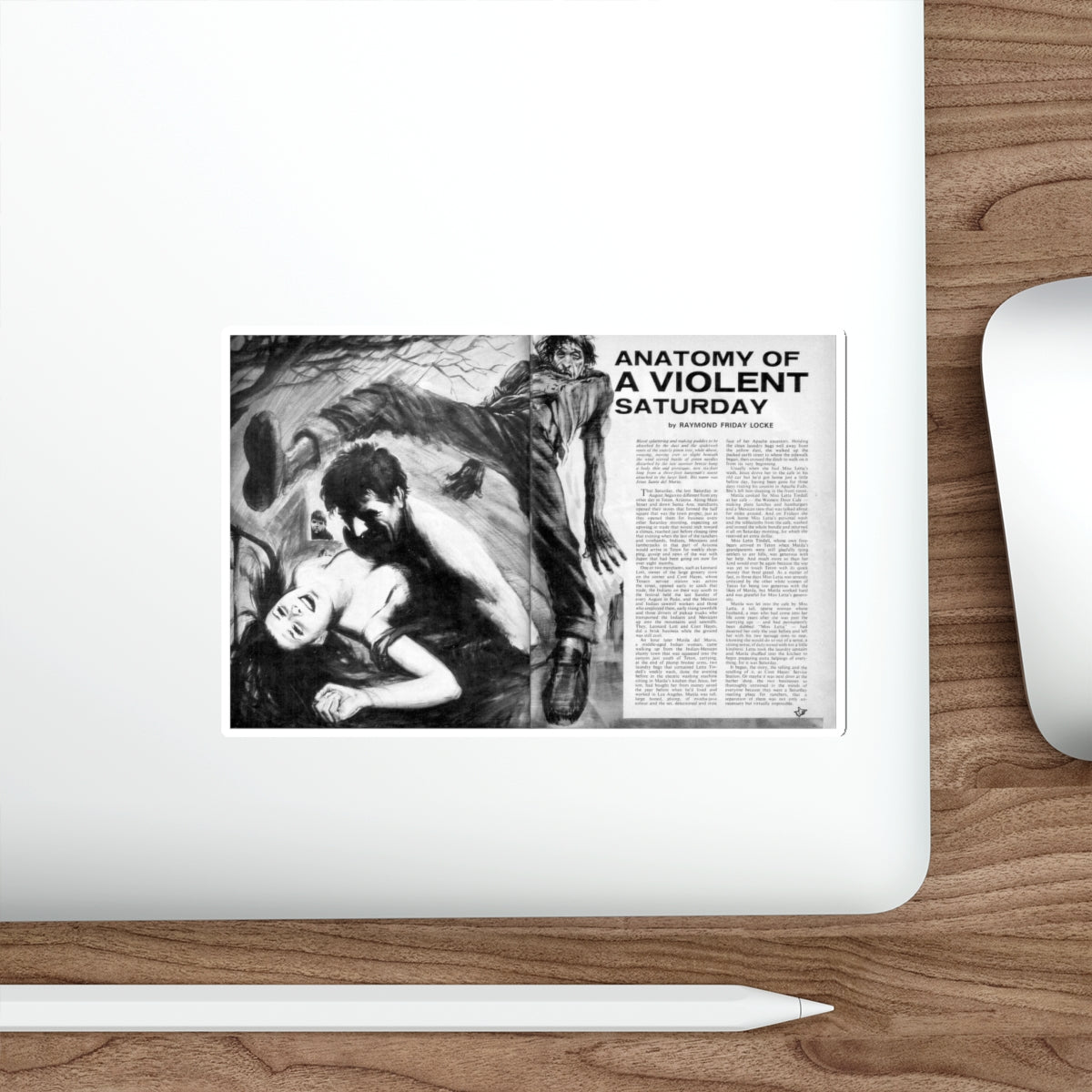 Anatomy of a Violent Saturday (Magazine Illustration) STICKER Vinyl Die-Cut Decal-The Sticker Space