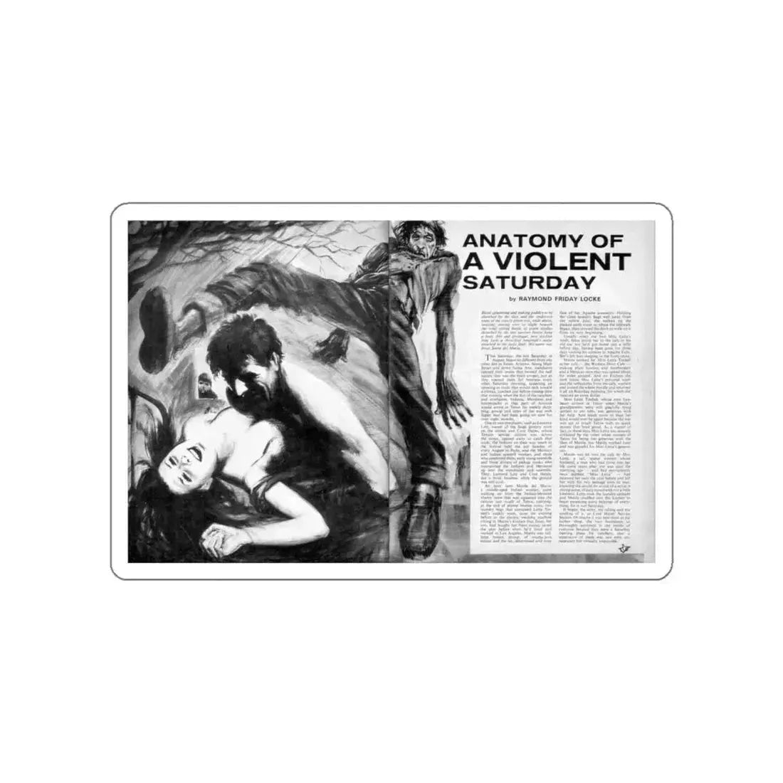 Anatomy of a Violent Saturday (Magazine Illustration) STICKER Vinyl Die-Cut Decal White Die-Cut 6 Inch - The Sticker Space