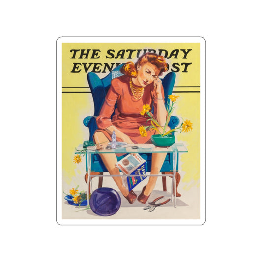 And it Looked so Easy, The Saturday Evening Post study (Magazine Illustration) STICKER Vinyl Die-Cut Decal-White-The Sticker Space