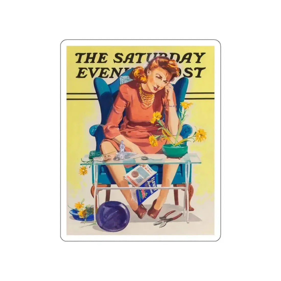 And it Looked so Easy, The Saturday Evening Post study (Magazine Illustration) STICKER Vinyl Die-Cut Decal White Die-Cut 3 Inch - The Sticker Space