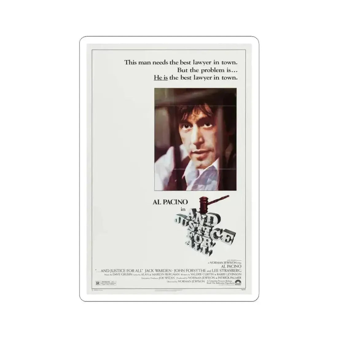 And Justice for All 1979 Movie Poster - STICKER Vinyl Kiss-Cut Decal 3 Inch White - The Sticker Space
