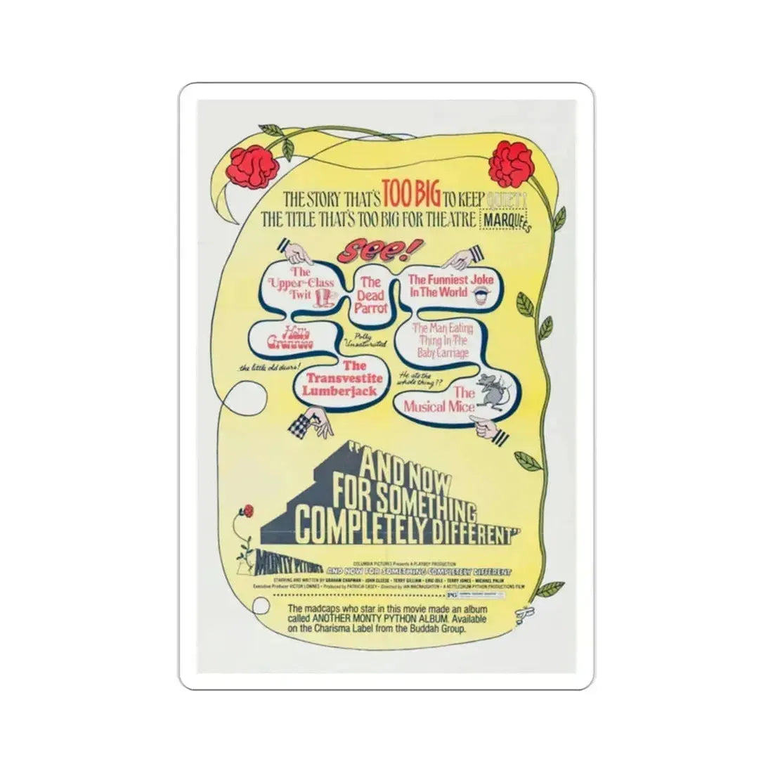 And Now for Something Completely Different v2 1972 Movie Poster STICKER Vinyl Die-Cut Decal 2 Inch - The Sticker Space