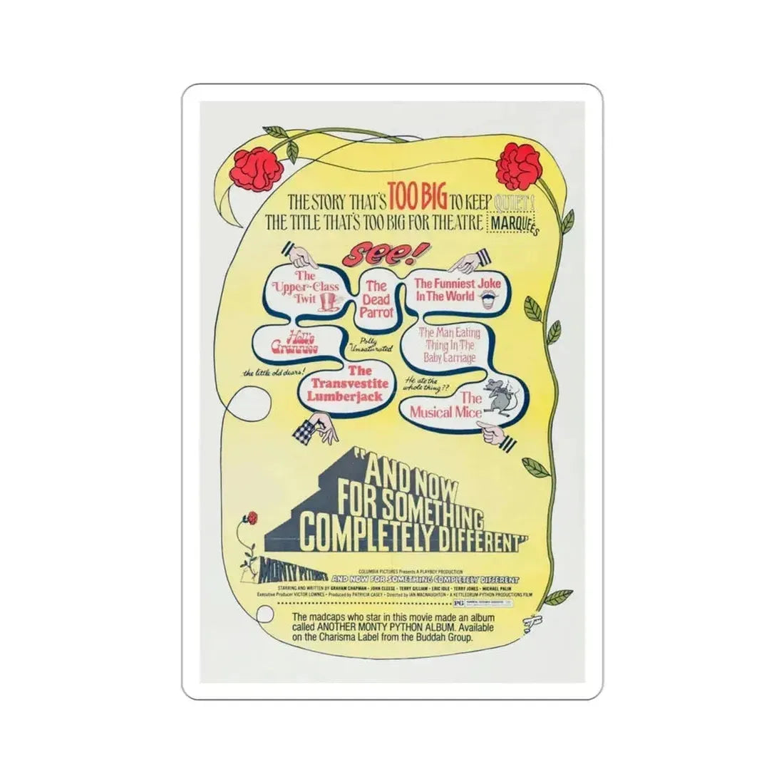 And Now for Something Completely Different v2 1972 Movie Poster STICKER Vinyl Die-Cut Decal - The Sticker Space
