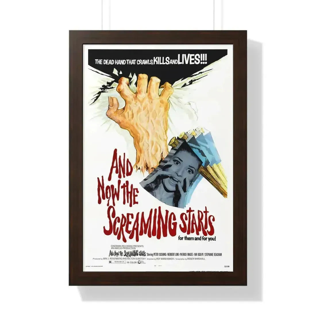 AND NOW THE SCREAMING STARTS 1973 - Framed Movie Poster 16″ x 24″ Walnut - The Sticker Space