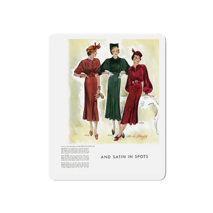 And Satin In Spots, McCall's, September 1935 (Magazine Illustration) Refrigerator Magnet 4 Inch Die-Cut - The Sticker Space
