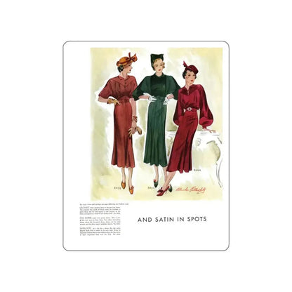 And Satin In Spots, McCall's, September 1935 (Magazine Illustration) STICKER Vinyl Die-Cut Decal White Die-Cut 5 Inch - The Sticker Space