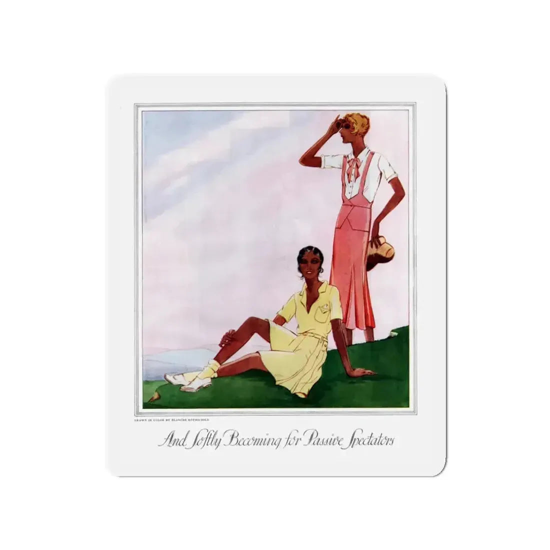 And Softly Becoming for Passive Spectatory, McCall's magazine, April 1930 (Magazine Illustration) Refrigerator Magnet 3 Inch - The Sticker Space