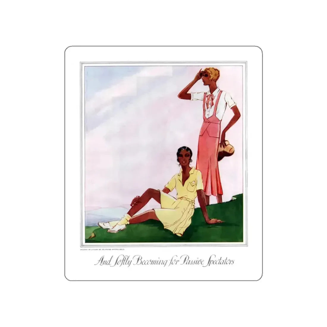 And Softly Becoming for Passive Spectatory, McCall's magazine, April 1930 (Magazine Illustration) STICKER Vinyl Die-Cut Decal White Die-Cut 3 Inch - The Sticker Space