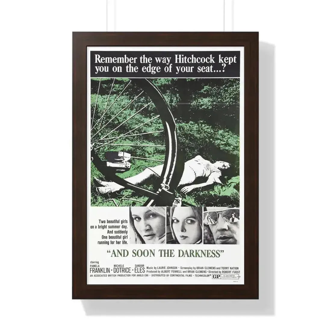 AND SOON THE DARKNESS 1970 - Framed Movie Poster 16″ x 24″ Walnut - The Sticker Space
