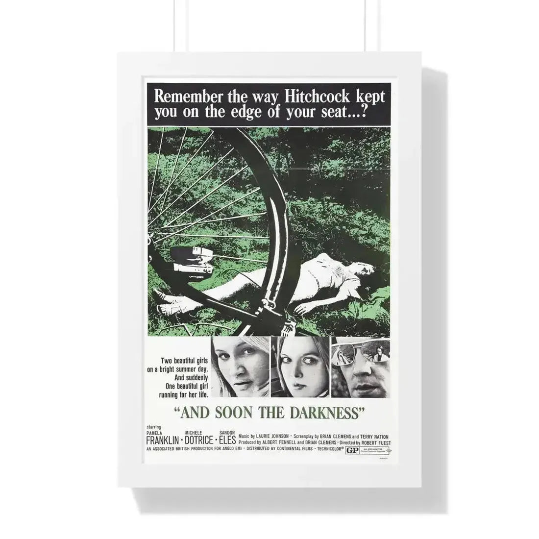 AND SOON THE DARKNESS 1970 - Framed Movie Poster 16″ x 24″ White - The Sticker Space