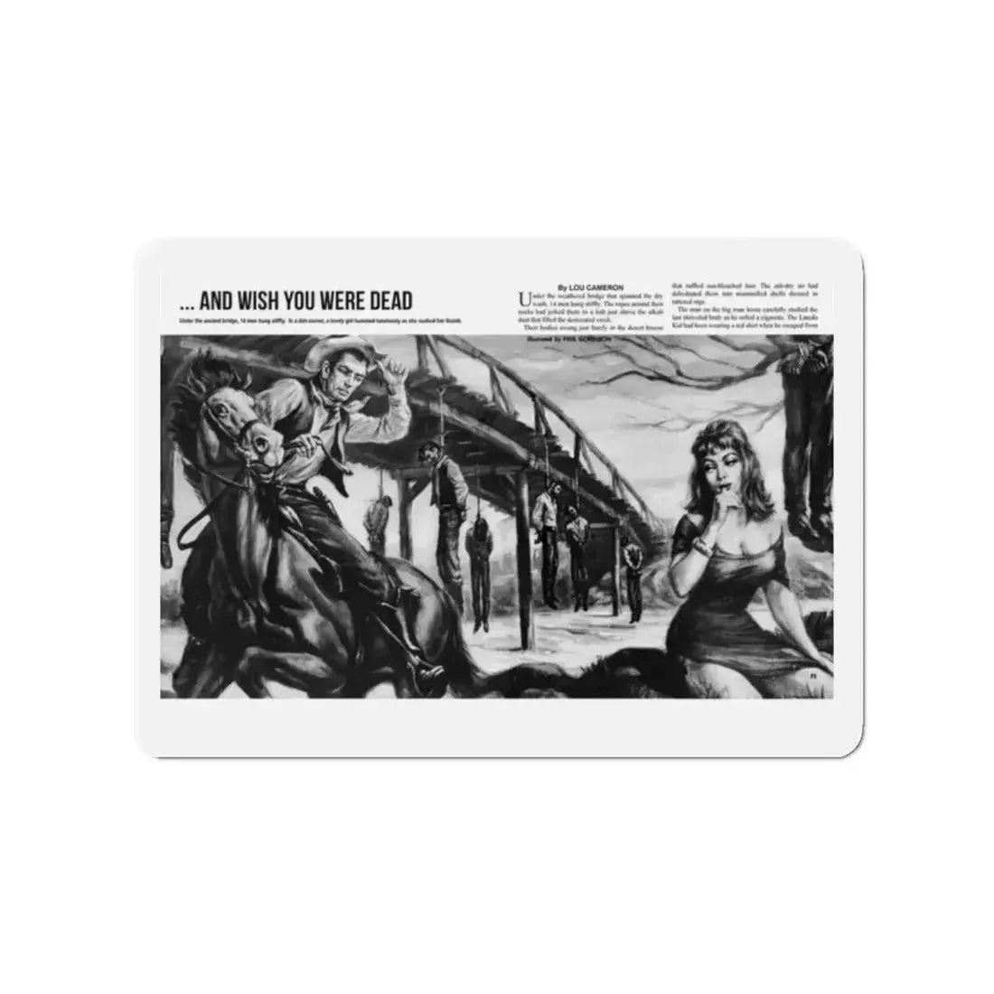 And Wish You Were Dead, All Man magazine, September 1959 (Magazine Illustration) Refrigerator Magnet 2 Inch - The Sticker Space