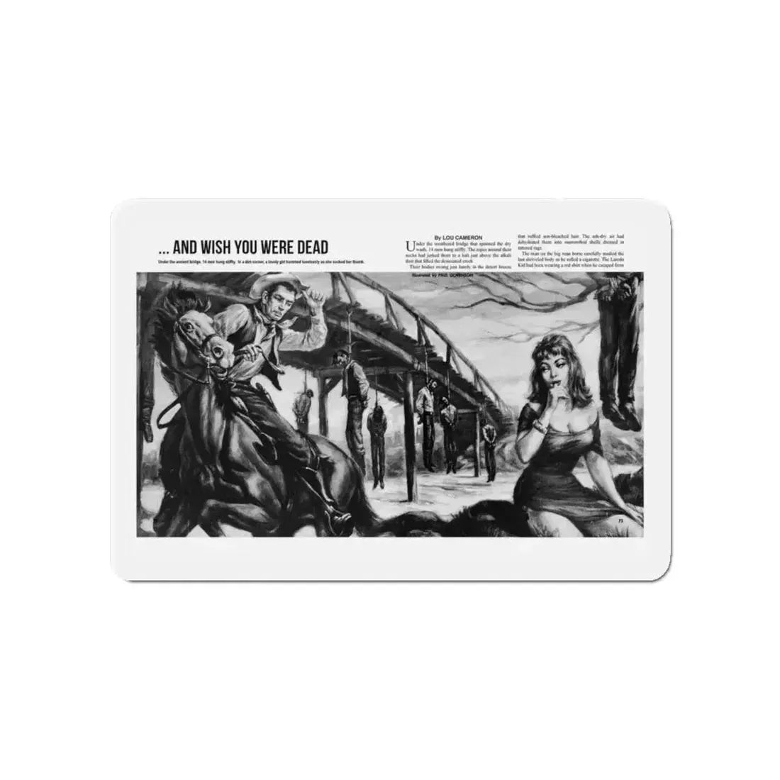 And Wish You Were Dead, All Man magazine, September 1959 (Magazine Illustration) Refrigerator Magnet 4 Inch - The Sticker Space