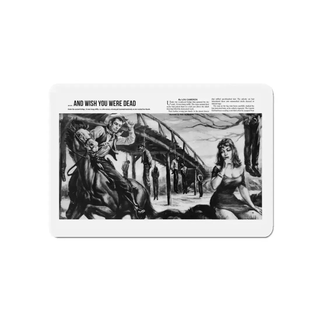 And Wish You Were Dead, All Man magazine, September 1959 (Magazine Illustration) Refrigerator Magnet 6 Inch - The Sticker Space