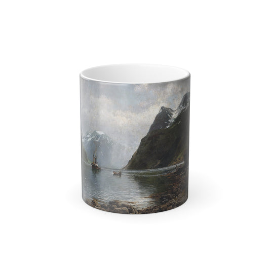Anders Askevold (1834-1900) Fjordlandscape with people - Color Changing Mug 11oz-11oz-The Sticker Space